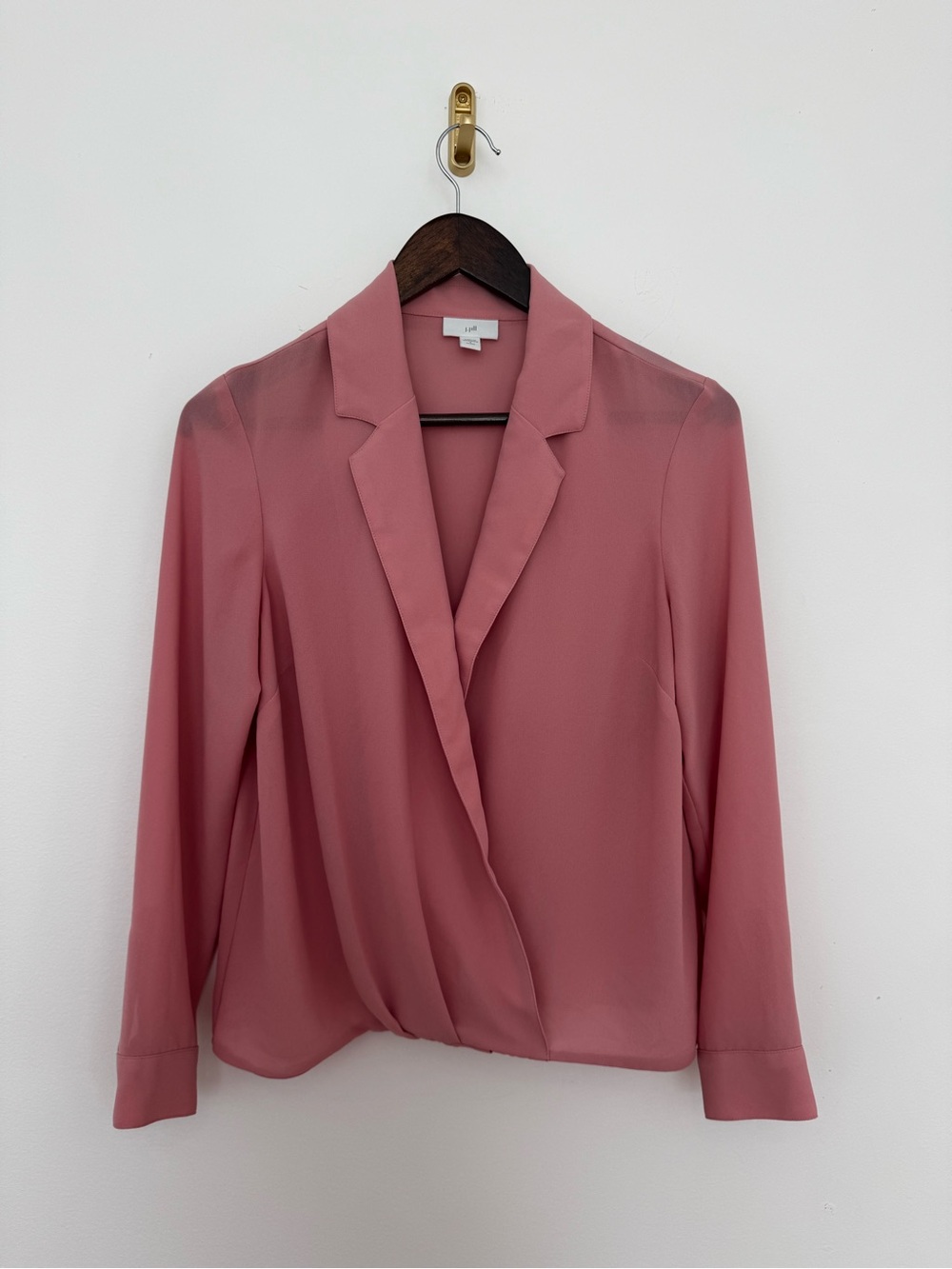 J.Jill Rose Pink Surplice Blouse Small Petite Collared Wrap Top
